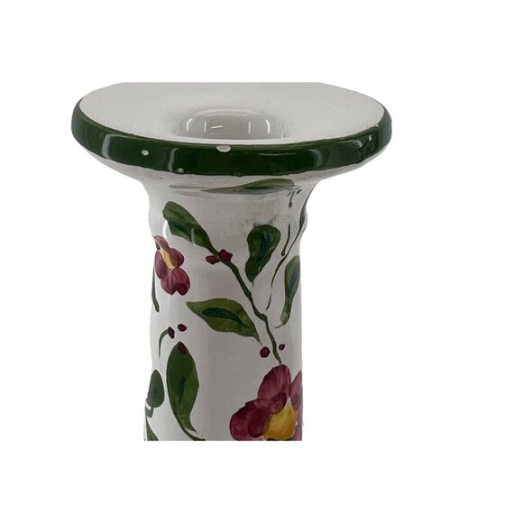 VTG RC & CLPorcelain Candlesticks Portugal Handpainted Flowers Vines - Picture 10 of 10